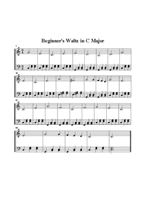 Free piano sheet music (pdf) eps = easy piano solo Beginners Waltz In C Major Piano Sheet Music printable pdf download