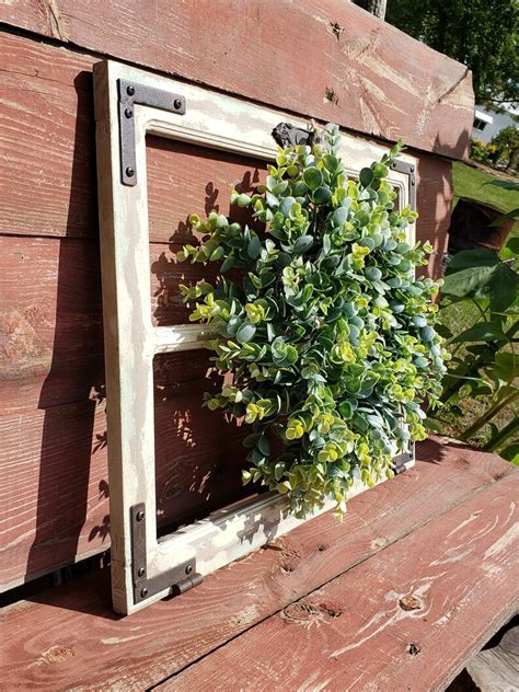 Farmhouse Wreath Window Frame Farmhouse Wall Decor Rustic