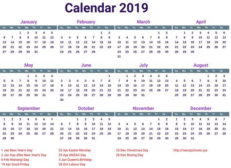 Printable Canadian Calendar 2019 Qualads