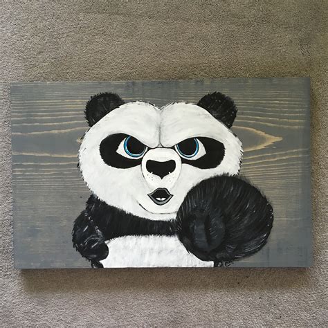 Cute Kung Fu Panda Painting On Wood Wood Art Panda Painting Art