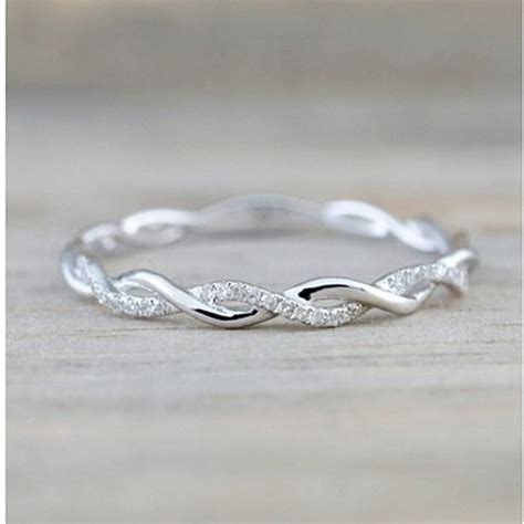 Bliss 925 Sterling Silver Twisted Shape Diamond Wedding Band Ring