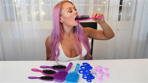 Asmr Edible Hair Brush Hair Ties Mochi Most Popular Food Mukbang Eating Show Youtube