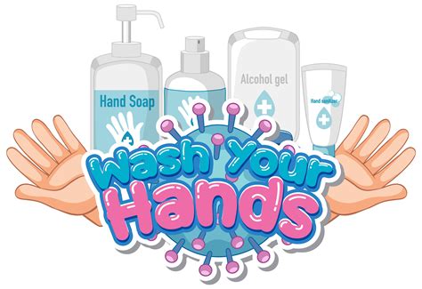 Wash your hands word with soap and clean hands 1235252 Vector Art at Vecteezy