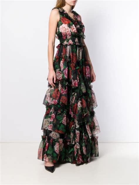 Dolce And Gabbana Floral Print Evening Dress