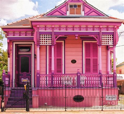 Cottage Photograph Hot Pink New Orleans Cottage By Kathleen K Parker
