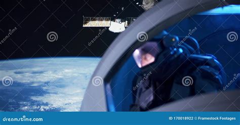 Astronaut Looking Out Of Spaceship Window Stock Photo Image Of Woman