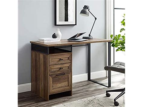 Modern Metal And Wood 3 Drawer Desk