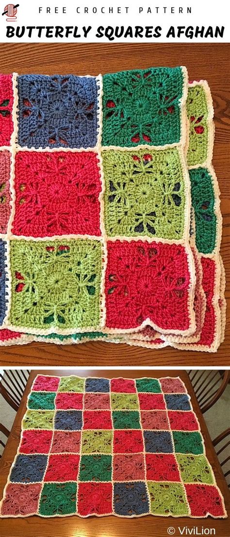 Vivilions Butterfly Squares Crochet Afghan Free Crochet Granny