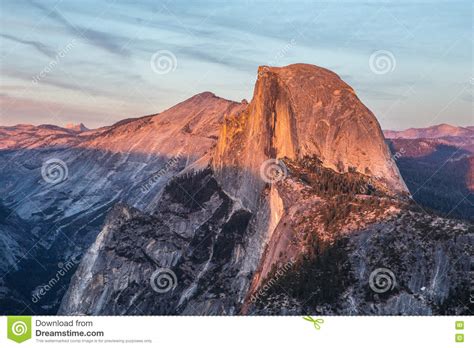 Half Dome At Sunset In Yosemite Stock Image Image Of Orange Grass