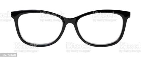 photo of black nerd glasses isolated on white with clipping paths for the frames and lenses
