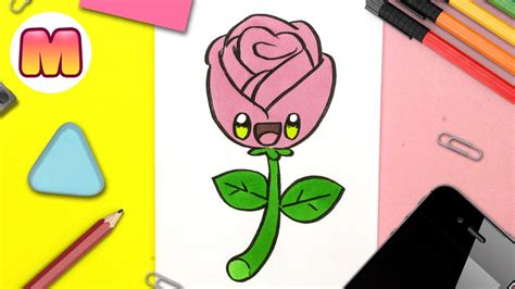 Como Dibujar Una Rosa Kawaii Dibujos Faciles Kawaii Aprende A Dibujar