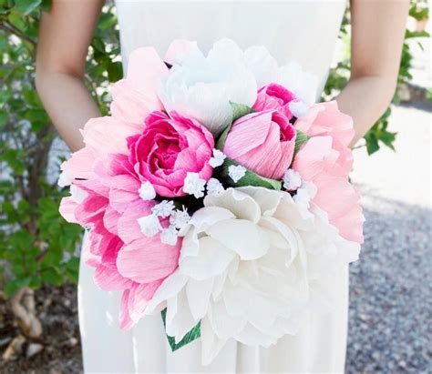 You can make a big statement with a big arrangement of crepe paper flowers! Handmade Crepe Paper Flower Bouquet, Paper Flower, Wedding ...