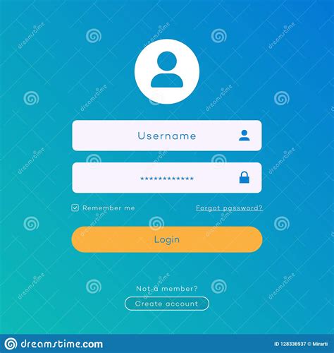 Vector Login Form Page Template On Trendy Gradient Background Stock