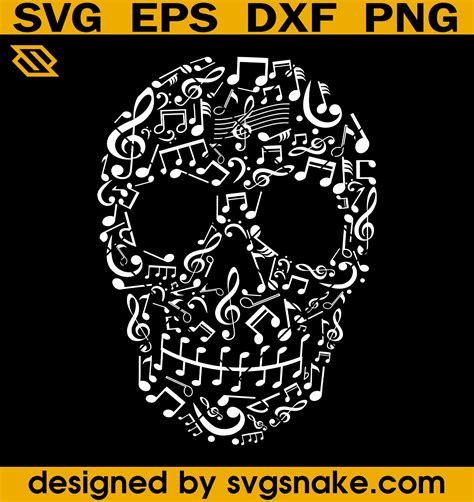 Music Svg Skull Face Musical Notes Svg Design Skull Music Svg Svg Snake