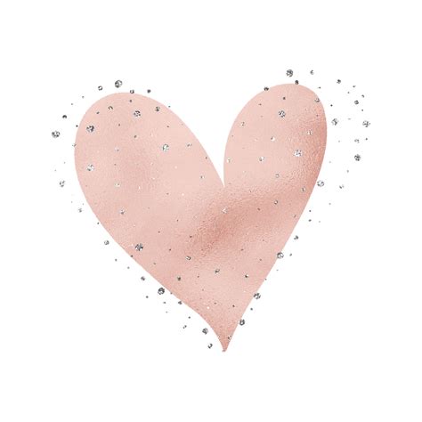 Rose Gold Heart With Silver Glitter 15241464 Png