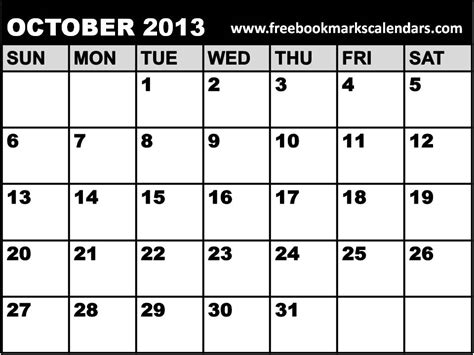6 Best Images Of October 2013 Calendar Printable Excel October 2013