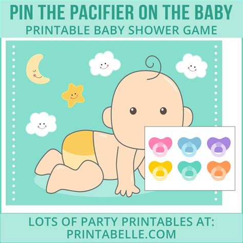 Pin The Pacifier On The Baby Printable Game Baby Shower Games For