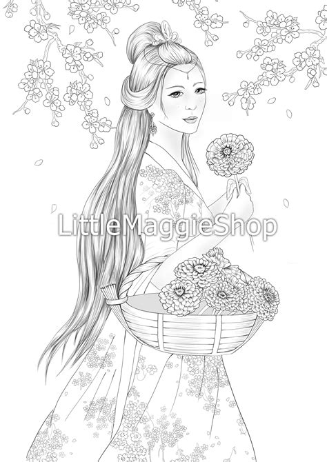 japanese women coloring pages coloring pages