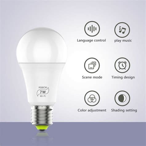 Wifi Smart Light Bulb E27 7w Rgbcw Led Lamp Amazon Etsy