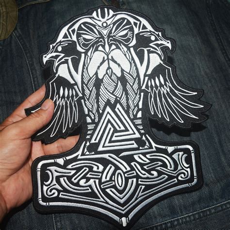 Thors Hammer Mjolnir Viking Large Embroidered Back Patch Etsy
