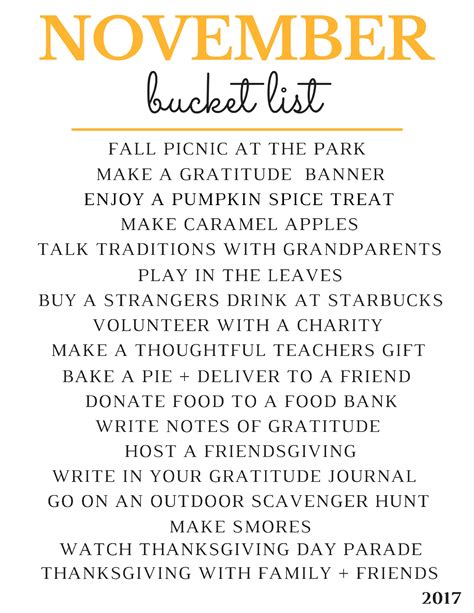 November Bucket List 2017 Fall Bucket List Fall Fun Fall Picnic