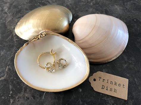 Gilded Clam Shell Trinket Dish Hand Painted Gold Shell Dish Etsy