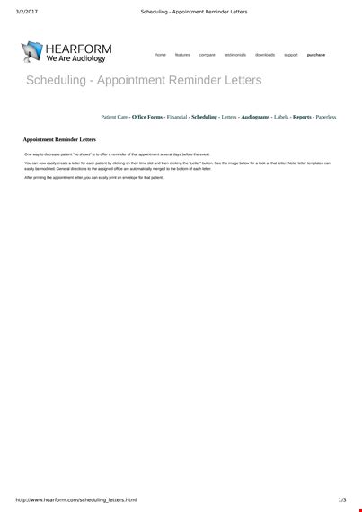 Patient Appointment Reminder Letter
