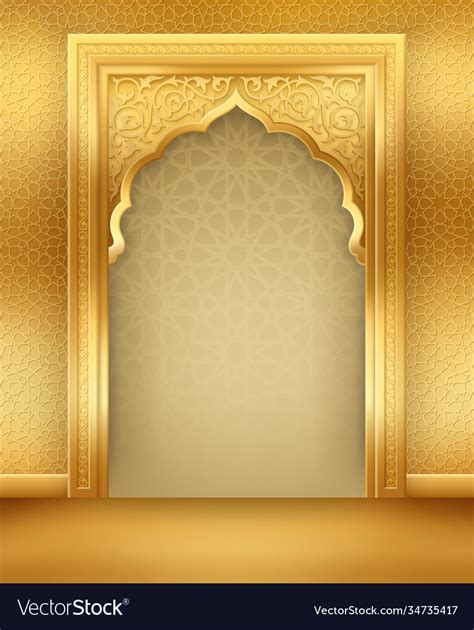 Ramadan Background With Golden Arch With Golden Vector Image