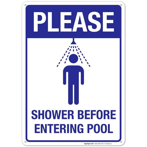 Please Shower Before Entering Pool Sign Pool Sign X Rust Free Aluminum Weatherfade Resistant
