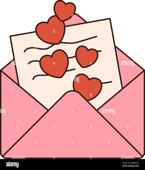 Groovy Love Letter Envelope Retro Icon Retro Cartoon Valentines Day Element In Trendy Retro 60s