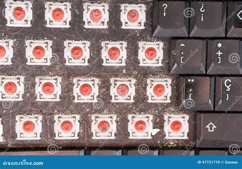 Top View Of Dismantled Dirty Keyboard Closeup Stock Photo Image Of