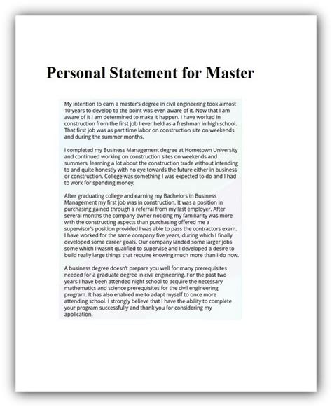 5 Personal Statement For Masters In Education Example