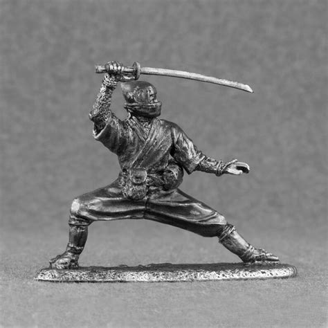 Toy 54mm Figurine Ninja Samurai Tin Metal 2 14 Scale Etsy