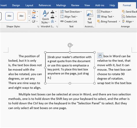 How To Align Rotate And Lock Text Box Position In Word With Wrapping