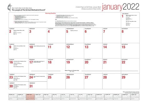 United Methodist Calendar 2022