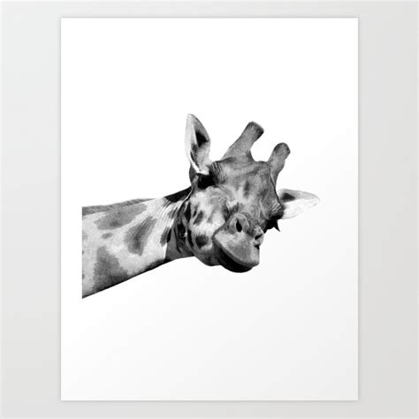 Black And White Giraffe Art Print By Alemi Society6