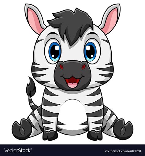 Cute Baby Zebra Cartoon Sitting Royalty Free Vector Image