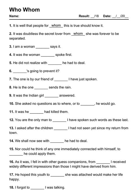 101 Printable Who Whom Pdf Worksheets With Answers Grammarism