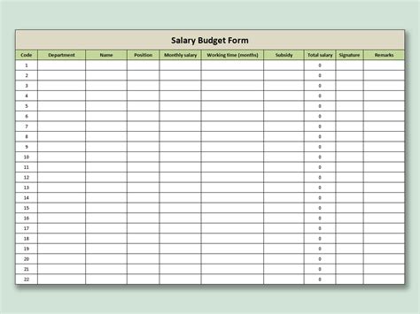 EXCEL Of Simple Salary Budget Form Xlsx WPS Free Templates