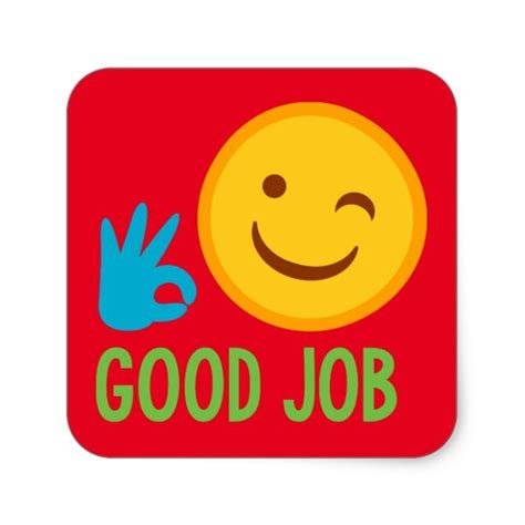 Good Job Emoji Square Sticker Teacher Stickers Good Job