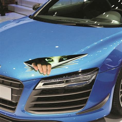 Newest 3d Eyes Car Sticker Funny Peeking Car Hoods Trunk Thriller Rear