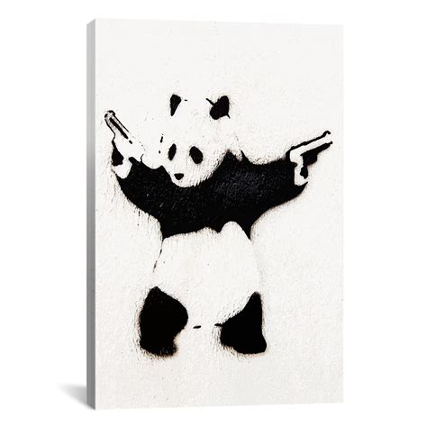 Artist Natitle Banksy Panda With Gunsproduct Type Gallery Wrapped