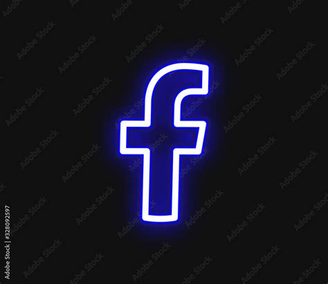 Facebook Neon Logo Facebook Neon Sign Facebook Neon Stock Vector