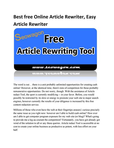Best free online article rewriter - free article rewriter software | Article writing, Blog 