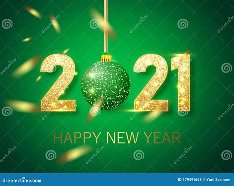 Happy New Year 2021 Bannergolden Green Vector Luxury Text 2021 Happy