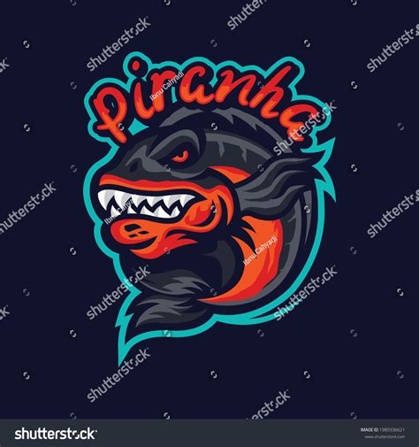 Piranha Mascot Logo Sport Esport เวกเตอร์สต็อก ปลอดค่าลิขสิทธิ์