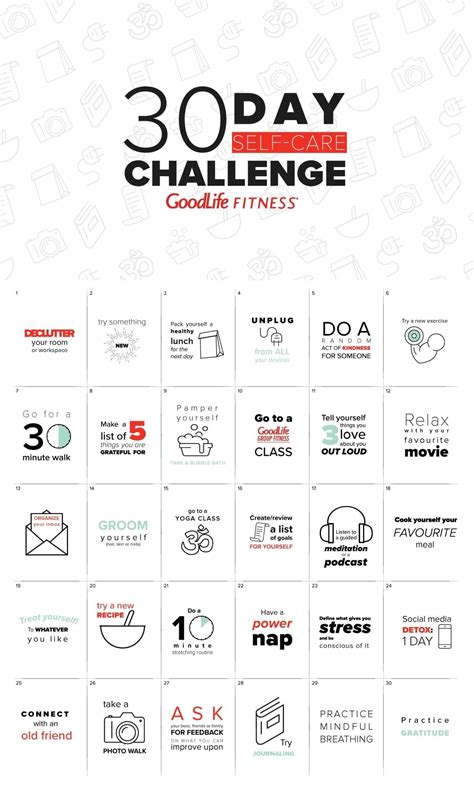 30 Day Self Care Challenge 30 Day Health Challenge Self Improvement Health Challenge