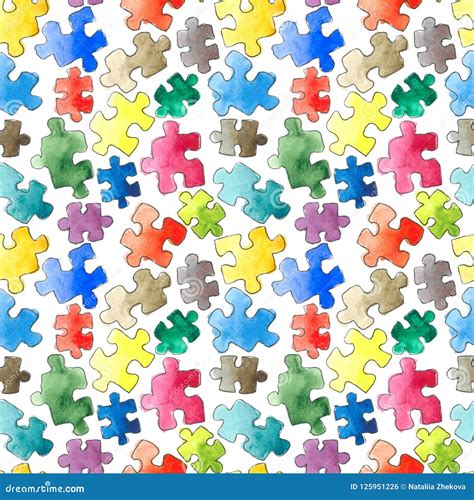 Puzzle Pattern Seamless Cartoon Puzzle Seamless Wallpaper Stock