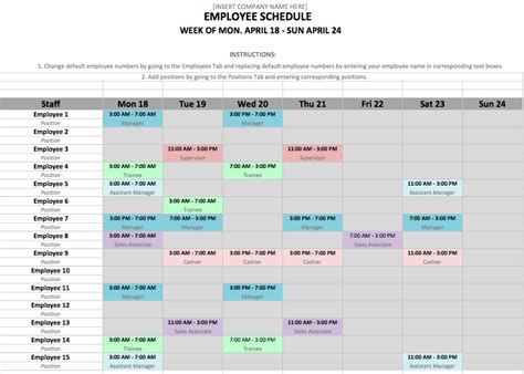 Free Work Shift Schedule Maker Doctemplates