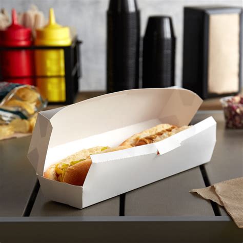 10 12 X 2 12 X 2 14 White Hinged Paper Hot Dog Container 125pack